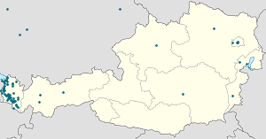Mapa města Okres Bludenz se značkami pro každého podporovatele 