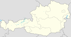Mapa mesta Kufstein so značkami pre jednotlivých podporovateľov