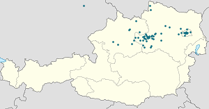 Mapa mesta Amstetten so značkami pre jednotlivých podporovateľov
