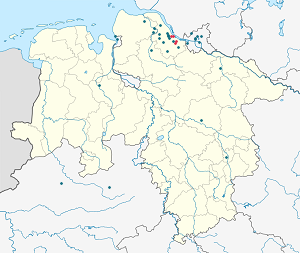 Latvijas karte Samtgemeinde Lühe ar atzīmēm katram atbalstītājam 