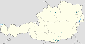 Mapa mesta Rakúsko so značkami pre jednotlivých podporovateľov