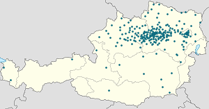 Harta lui Austria Inferioară cu marcatori pentru fiecare suporter
