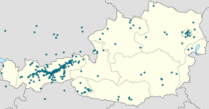 Mapa mesta Tirolsko so značkami pre jednotlivých podporovateľov