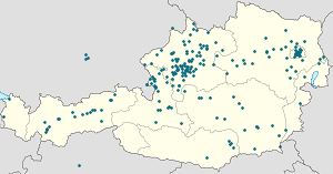 Zemljevid Bezirk Gmunden z oznakami za vsakega navijača