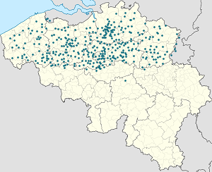 Mapa města Belgie se značkami pro každého podporovatele 