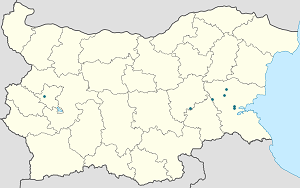 Mapa mesta Burgas so značkami pre jednotlivých podporovateľov