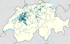 Map of Canton of Berne with markings for the individual supporters