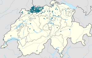 Map of Basel-Landschaft with markings for the individual supporters