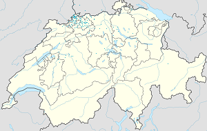 Harta lui Cantonul Basel-Provincie cu marcatori pentru fiecare suporter