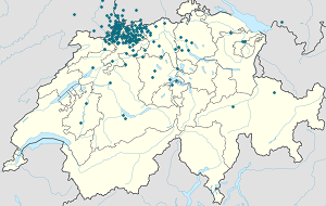 各サポーターのマーカーが付いた バーゼル＝ラント準州 の地図