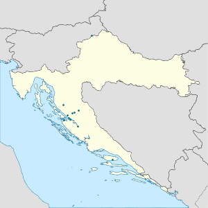 Kort over Zadar med tags til hver supporter 