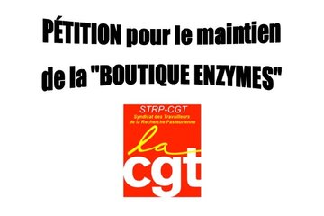 Bilde av begjæringen PÉTITION pour le maintien  de la "BOUTIQUE ENZYMES"