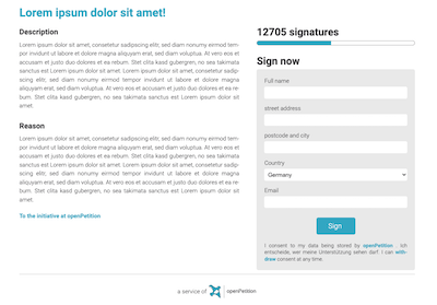 Esempio di visualizzazione di un widget