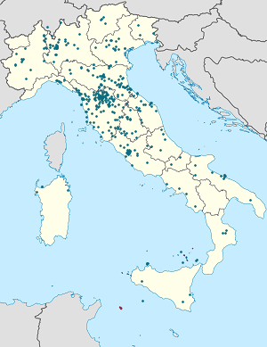 Map of Tuscany with markings for the individual supporters