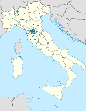 Kort over Italien med tags til hver supporter 