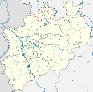 Karte von Kreis Steinfurt mit Markierungen für die einzelnen Unterstützenden