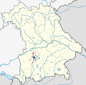 Karte von Landkreis Augsburg mit Markierungen für die einzelnen Unterstützenden