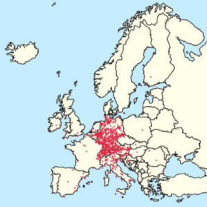 Harta zonei Uniunea Europeană cu markeri pentru fiecare susținător