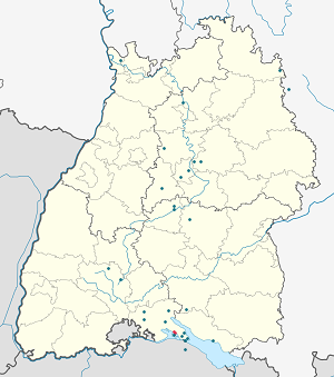 Mapa mesta Allensbach so značkami pre jednotlivých podporovateľov