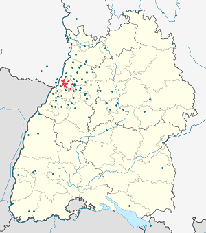 Mapa mesta Karlsruhe so značkami pre jednotlivých podporovateľov