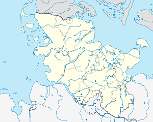 Mapa mesta Haseldorf so značkami pre jednotlivých podporovateľov