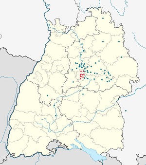 Harta lui Stuttgart cu marcatori pentru fiecare suporter