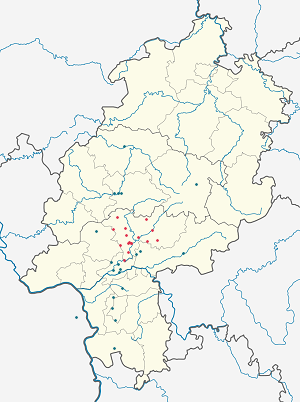 Carte de Arrondissement de Wetterau avec des marqueurs pour chaque supporter