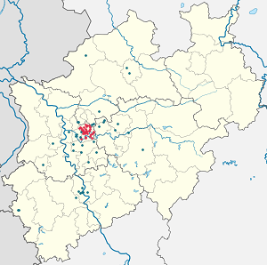 Mapa města Essen se značkami pro každého podporovatele 