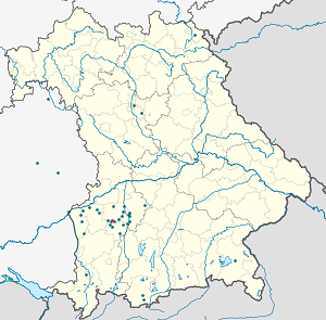 Mapa mesta Ustersbach so značkami pre jednotlivých podporovateľov