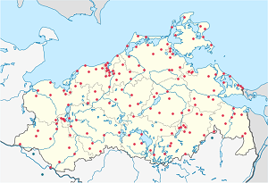 Mapa mesta Meklenbursko-Predpomoransko so značkami pre jednotlivých podporovateľov