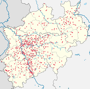 Mapa mesta Severné Porýnie-Vestfálsko so značkami pre jednotlivých podporovateľov