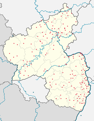 Harta lui Renania-Palatinat cu marcatori pentru fiecare suporter