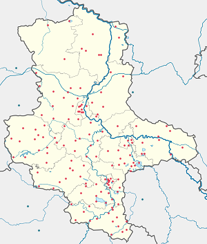 Zemljevid Saška-Anhalt z oznakami za vsakega navijača