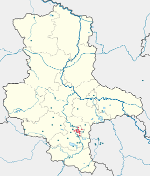 Kort over Halle (Saale) med tags til hver supporter 