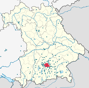 Mapa města Mnichov se značkami pro každého podporovatele 