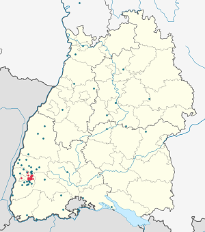 A(z) Freiburg im Breisgau térképe címkékkel minden támogató számára