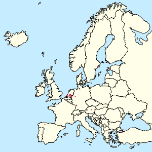 Kart over Den europeiske union med markører for hver supporter