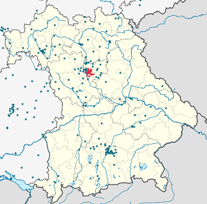 Mapa města Norimberk se značkami pro každého podporovatele 