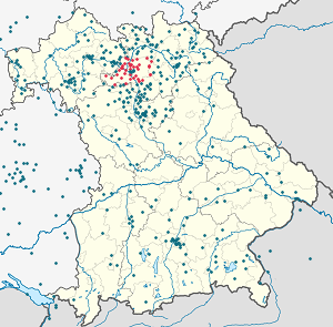Mapa města Zemský okres Bamberg se značkami pro každého podporovatele 