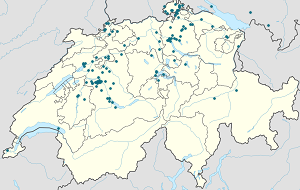 Mapa mesta Bern so značkami pre jednotlivých podporovateľov