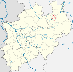 Mapa města Bielefeld se značkami pro každého podporovatele 