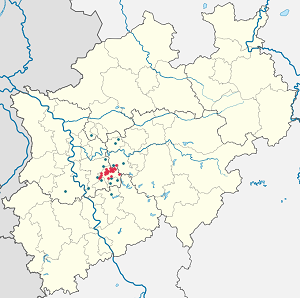 Mapa města Wuppertal se značkami pro každého podporovatele 