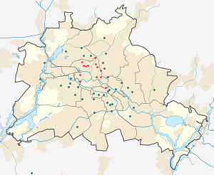 Kaart van Berlin-Mitte met markeringen voor elke ondertekenaar