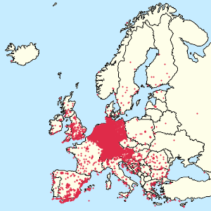 Map of European Union with markings for the individual supporters
