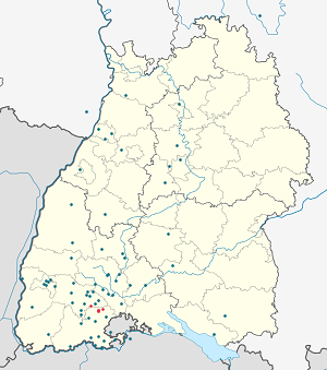 Χάρτης του Verwaltungsgemeinschaft Bonndorf im Schwarzwald με ετικέτες για κάθε υποστηρικτή 