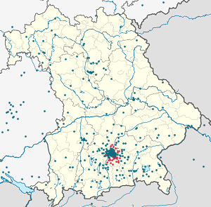 Zemljevid Landkreis München z oznakami za vsakega navijača