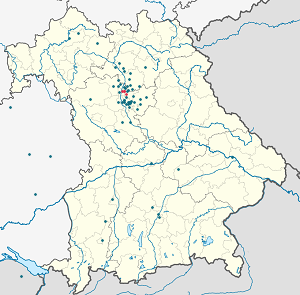 Karta mjesta Erlangen s oznakama za svakog pristalicu