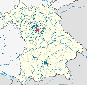 Karta över Nürnberg med taggar för varje stödjare