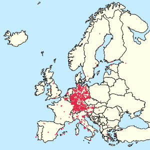 Map of European Union with markings for the individual supporters