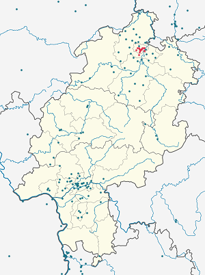 Mapa města Kassel se značkami pro každého podporovatele 